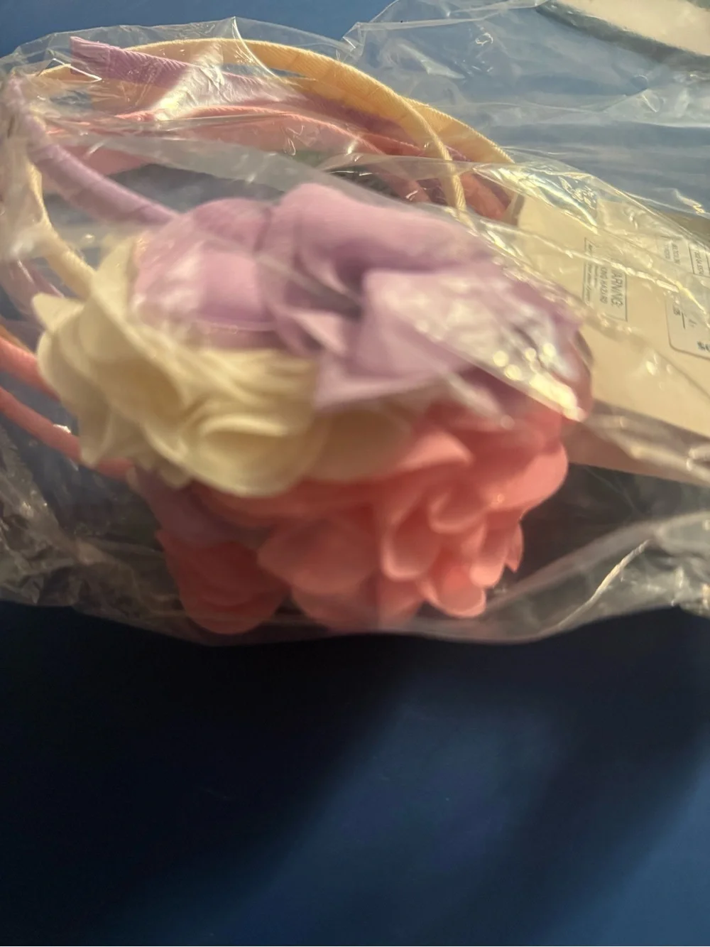 Cat & Jack Pastel Pink, Lavender & Cream Flower Headband Trio